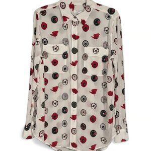 EQUIPMENT-100% Silk Shirt.  Size: XS.  COLOR: White/Mu;ti.